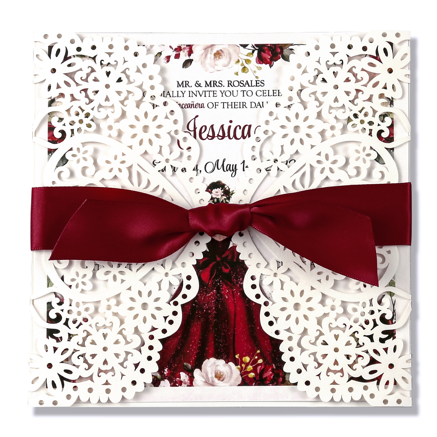 Laser Red Quinceanera invitation card - Invitationcards